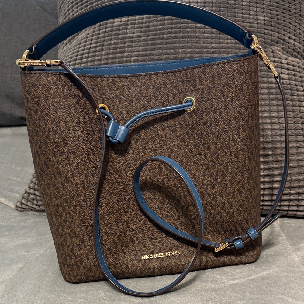 Michael Kors Signature Brown and Navy Shoulder Bag